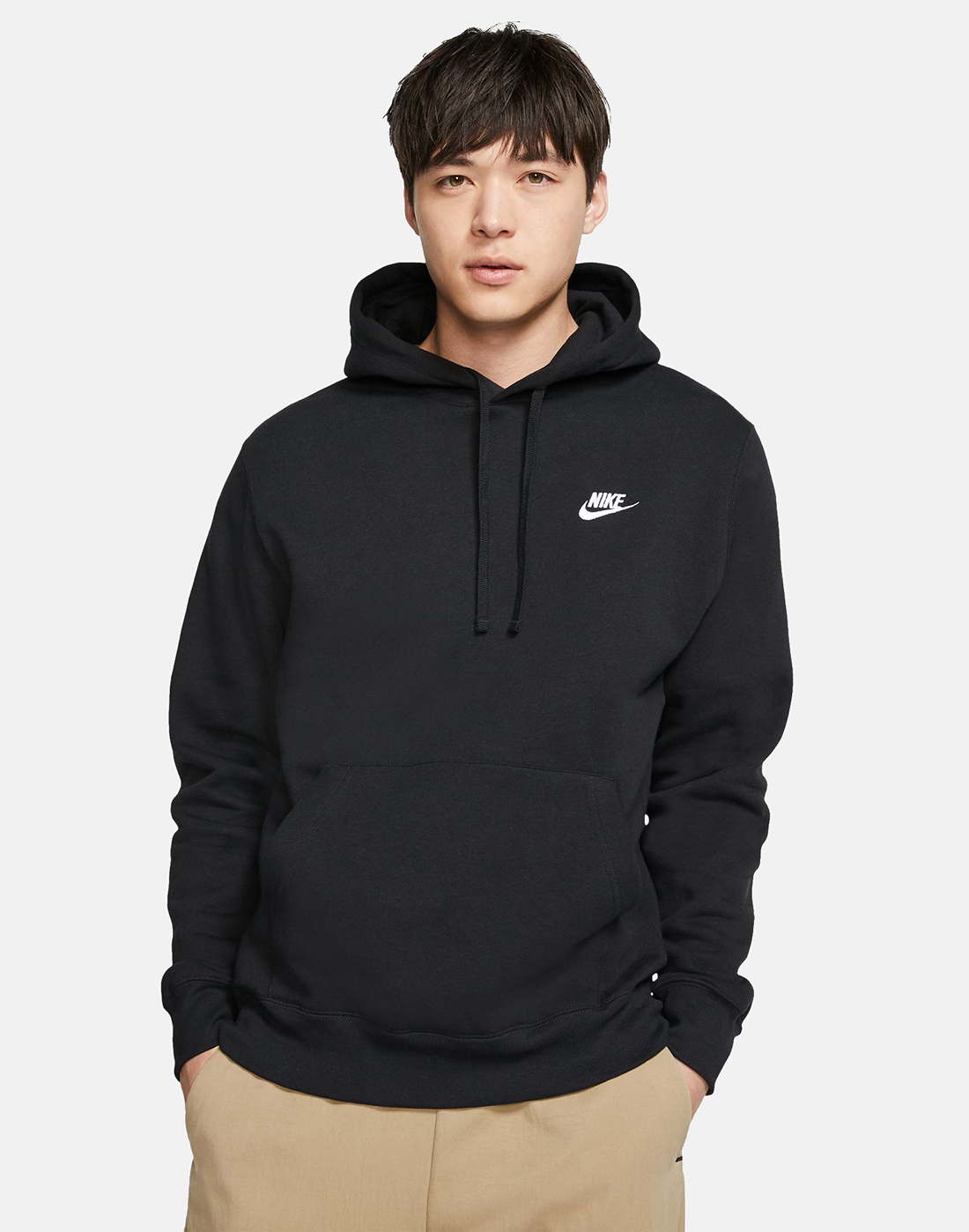 nike club pullover hoodie black