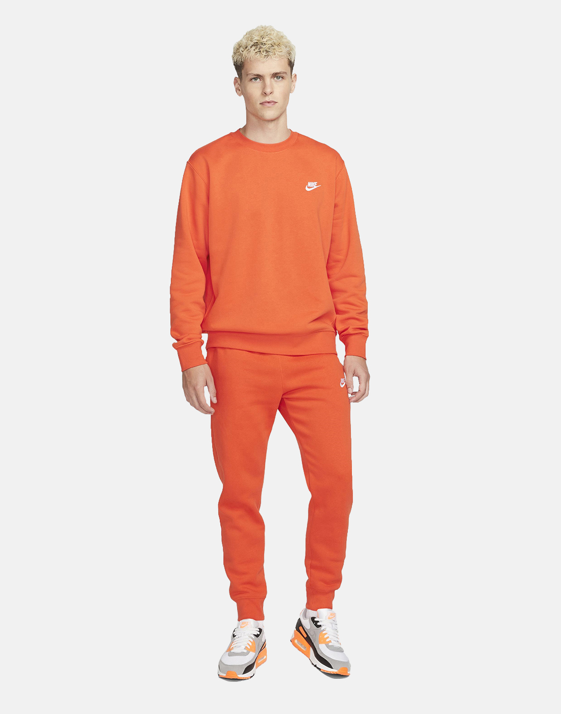 Nike Mens Club Fleece Crew Neck Sweatshirt - Orange | Life Style Sports IE