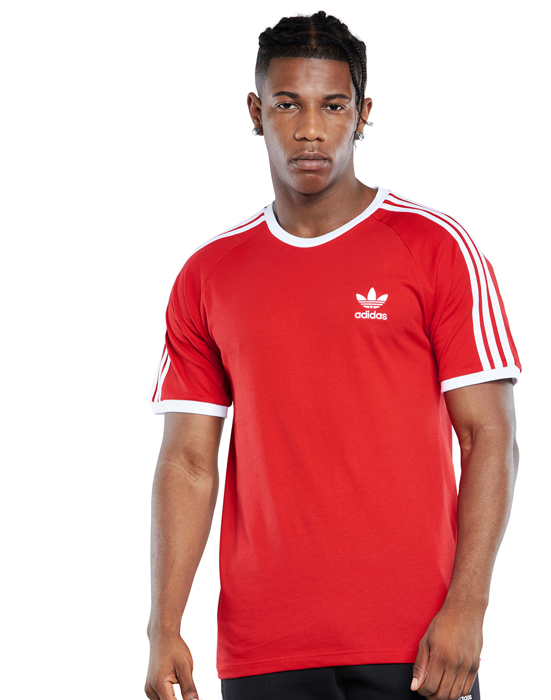 adidas Originals Mens 3-Stripes T-Shirt - Red Life Style IE