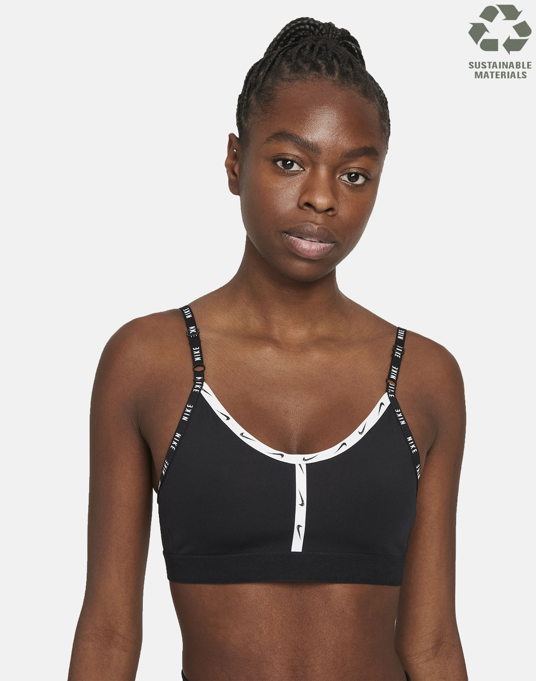 Nike Womens Indy Logo Cutout Bra - Black