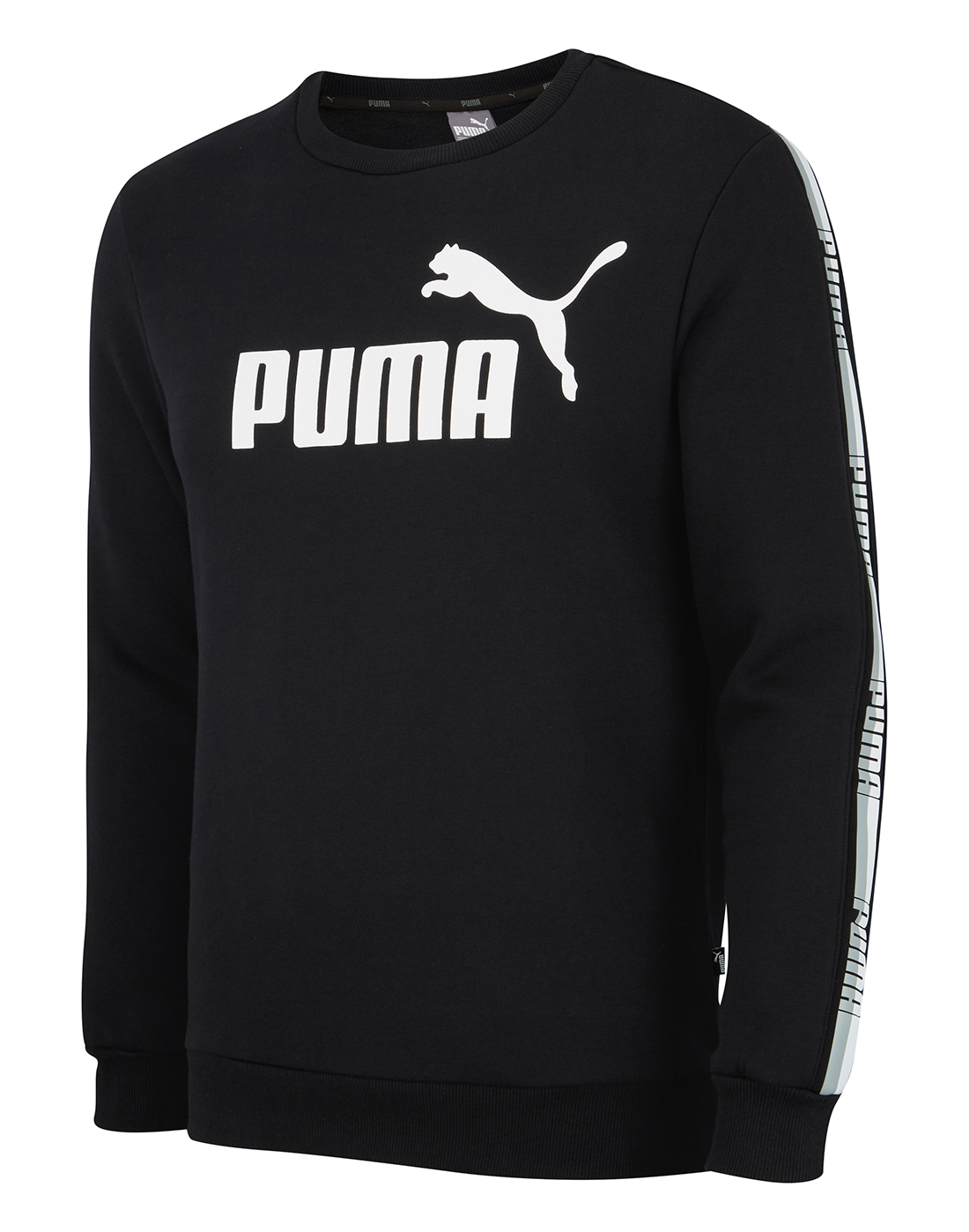 Puma Mens Tape Logo Crew - Black | Life Style Sports UK