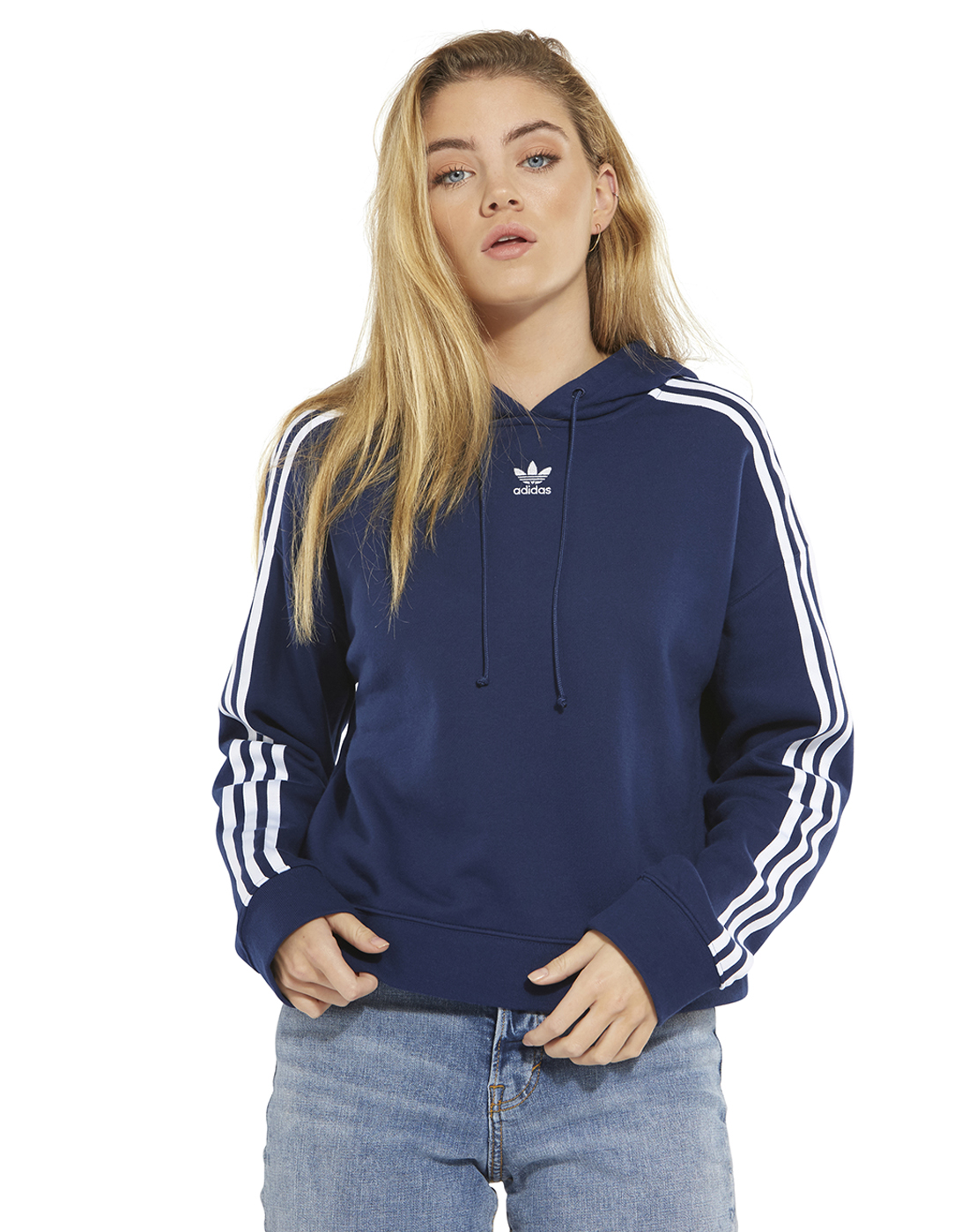 Women's Navy adidas Originals Cropped Hoodie | Life Style Sports