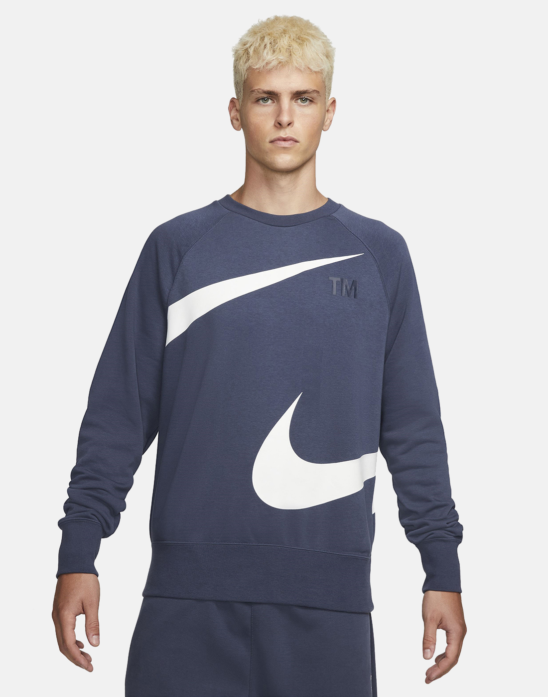 Nike Mens Swoosh Fleece Crew Neck Sweatshirt - Blue | Life Style Sports UK