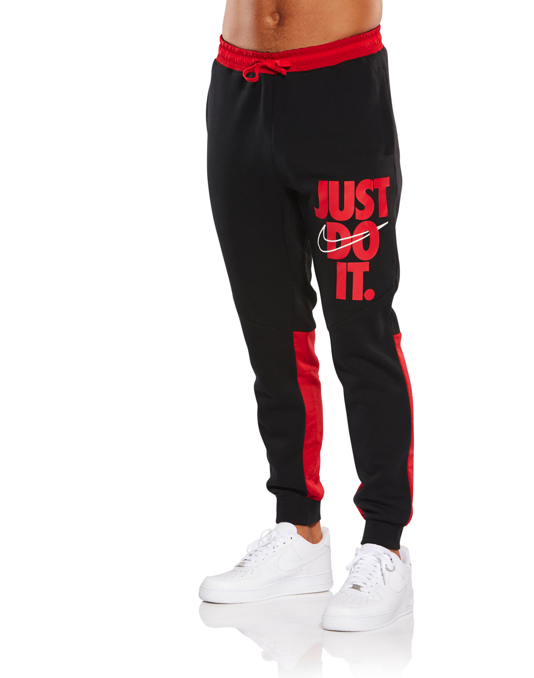 nike joggers red and black
