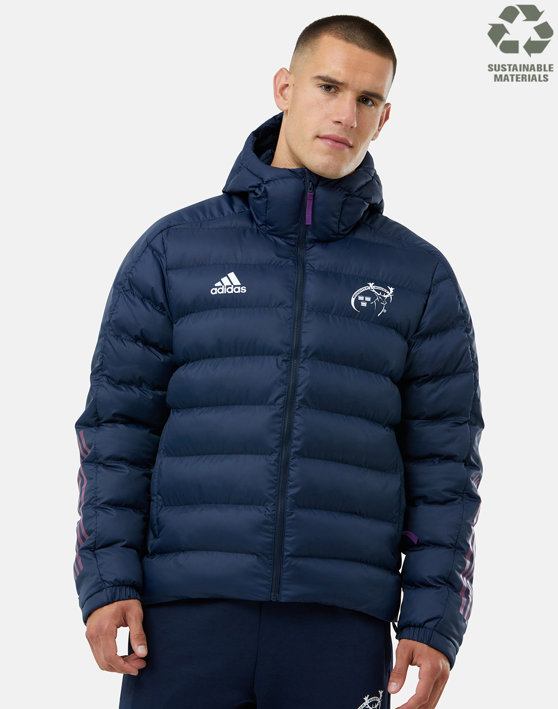 adidas Adult Munster Itavic 3 Stripe Jacket - Navy | Life Style Sports IE