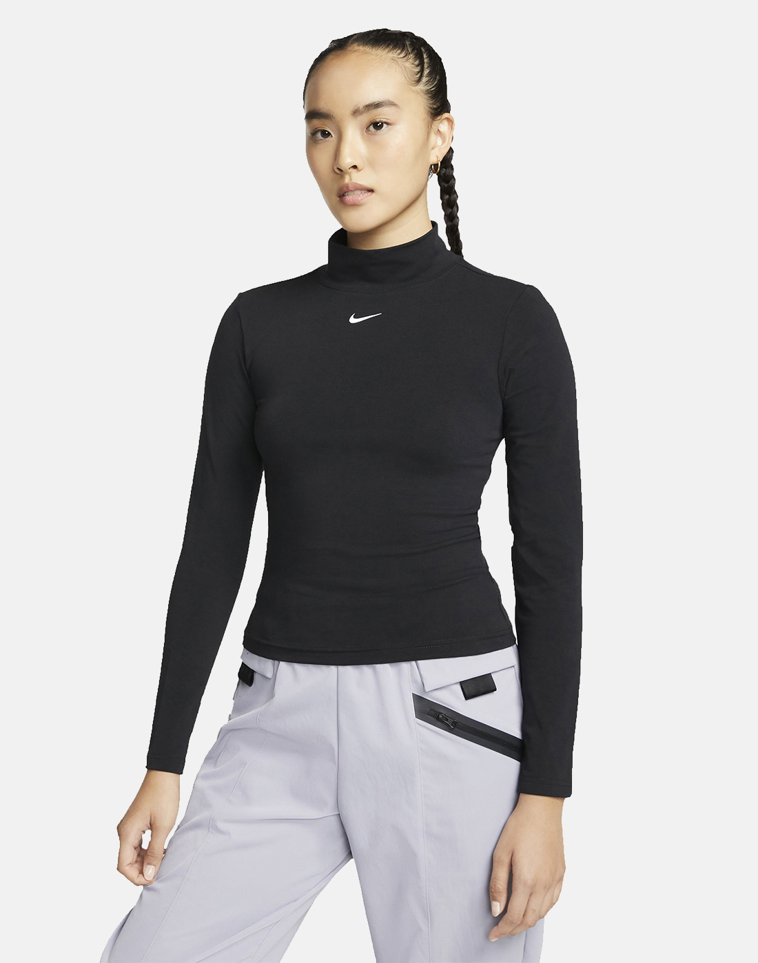 Nike Womens Essential Mock Long Sleeves Top - Black | Life Style Sports IE
