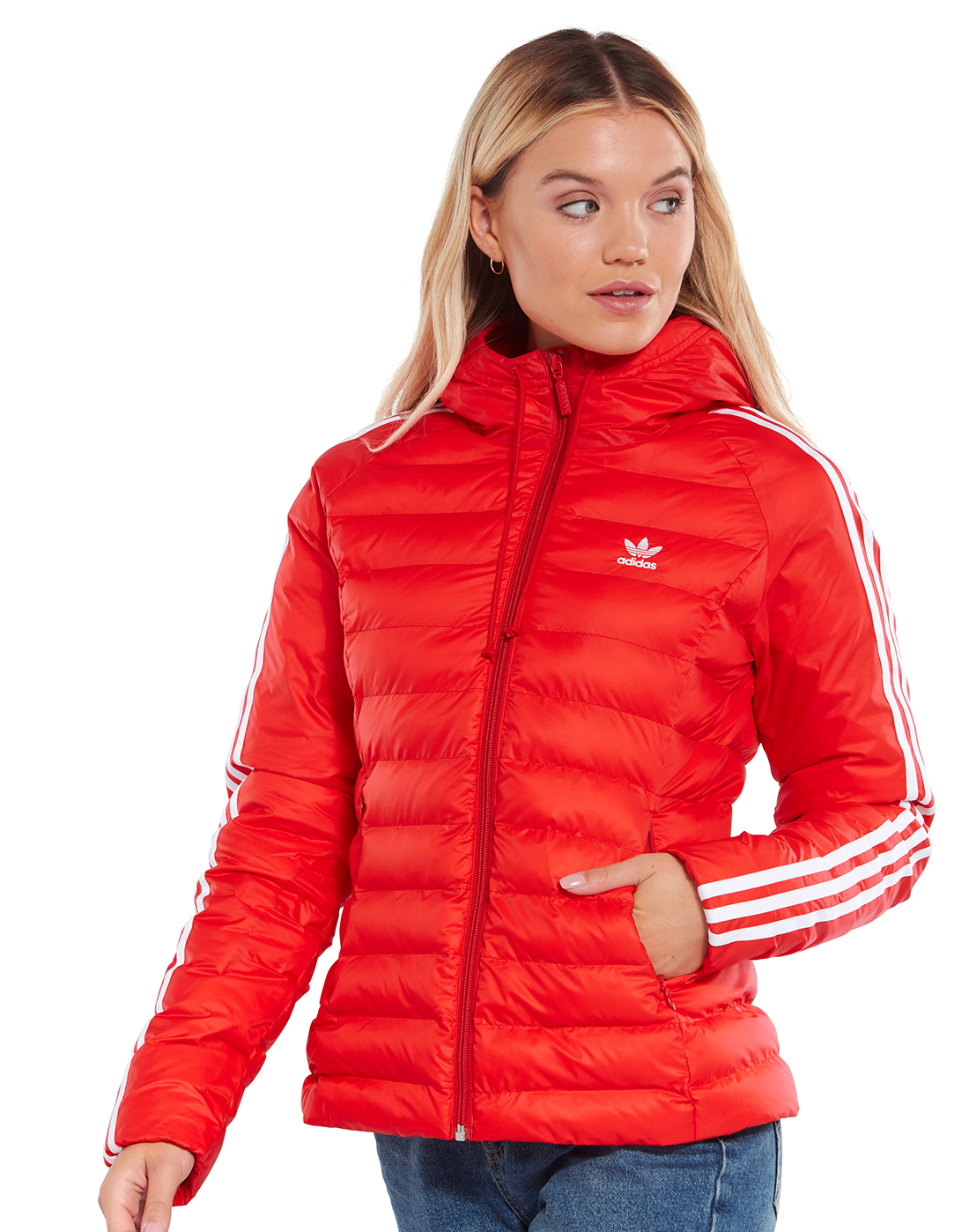 adidas slim jacket red