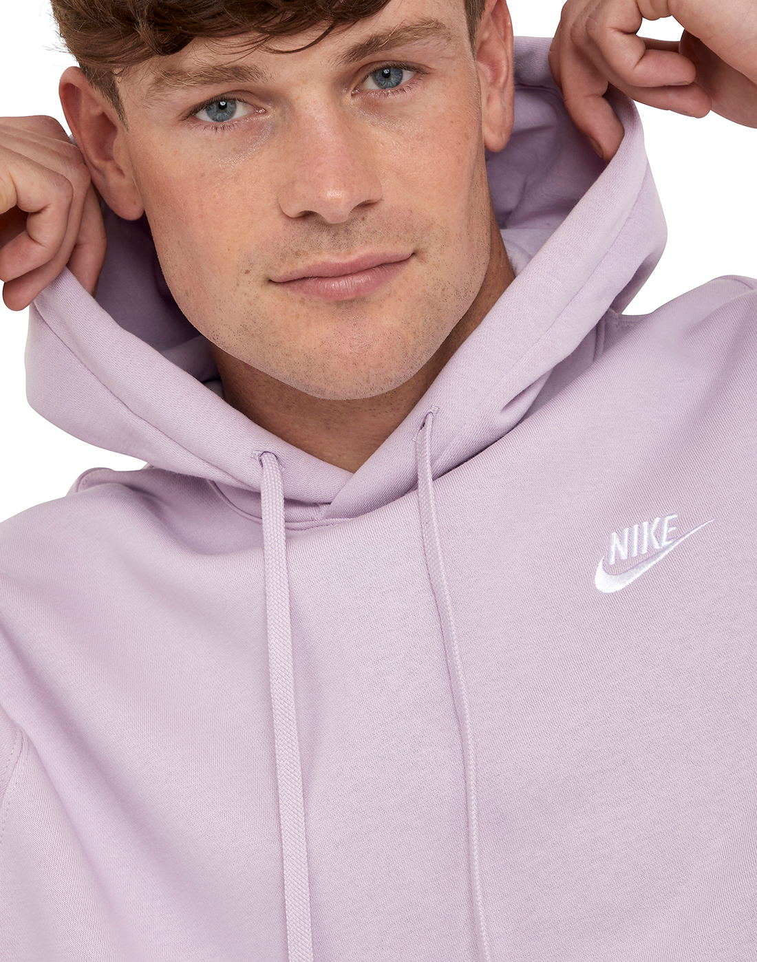 nike men's sportswear club fleece pullover hoodie lavender mist