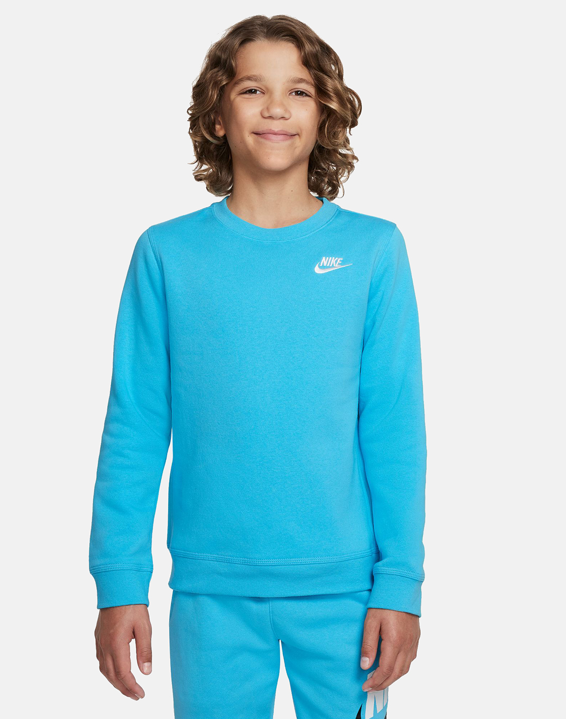Nike Older Boys Club Crew Neck Sweatshirt - Blue | Life Style Sports UK
