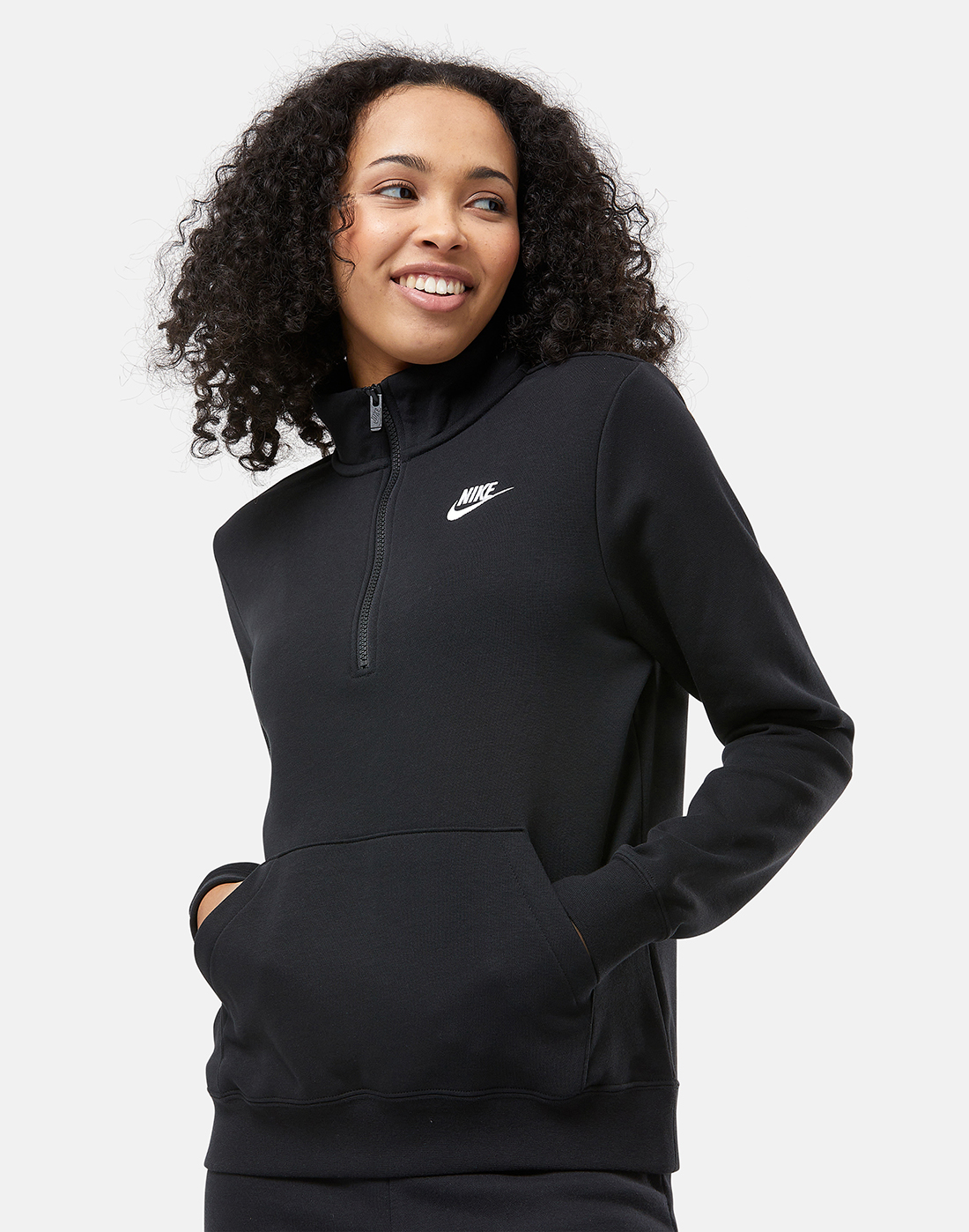 Nike Womens Club Fleece Half Zip Top - Black | Life Style Sports UK