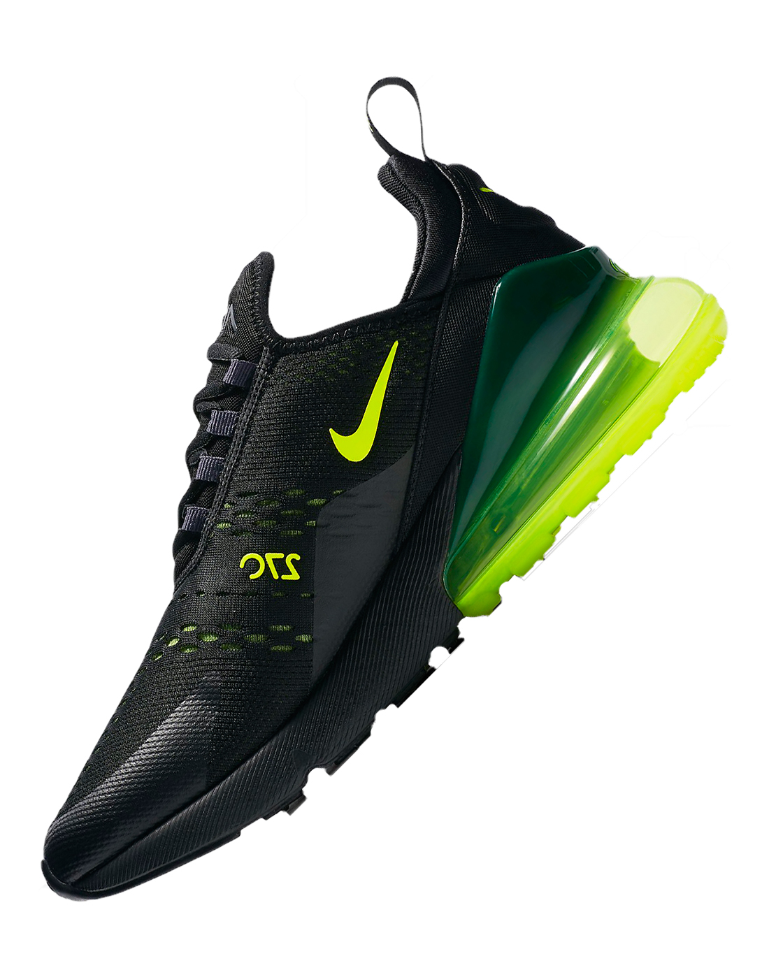 lime green and black air max 270
