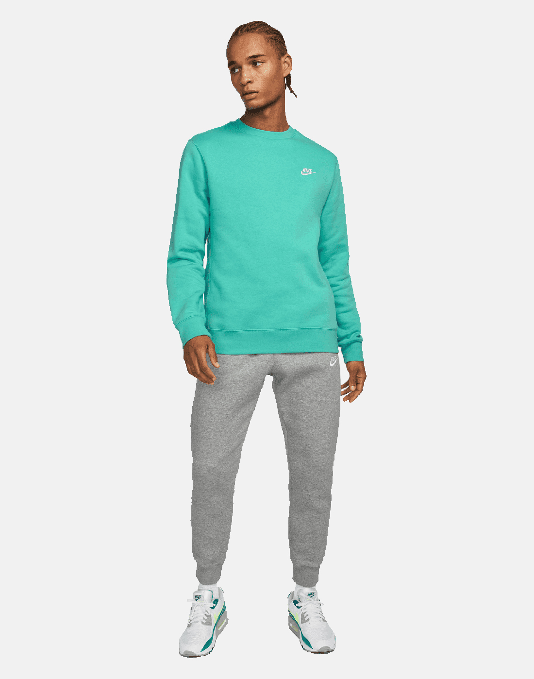 Nike Mens Club Fleece Crew Neck Sweatshirt - Green | Life Style Sports IE