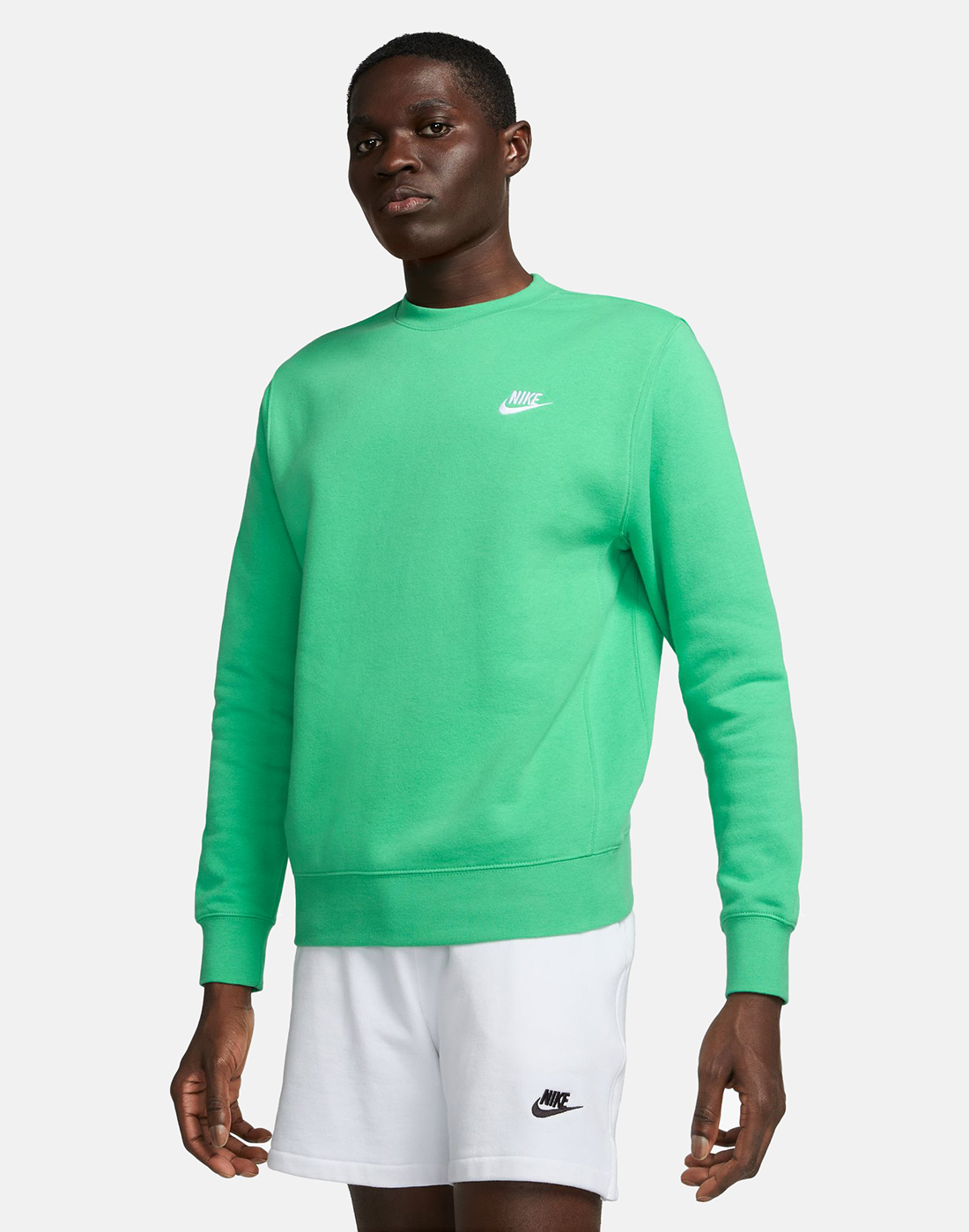 Nike Mens Club Fleece Crew Neck Sweatshirt - Green | Life Style Sports UK